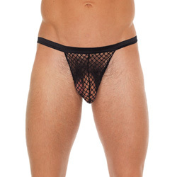 Mens Black GString With Black Net Pouch Mens Black GString With Black Net Pouch