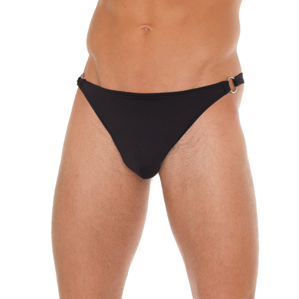 Mens Black GString With Metal Hoop Connectors Mens Black GString With Metal Hoop Connectors