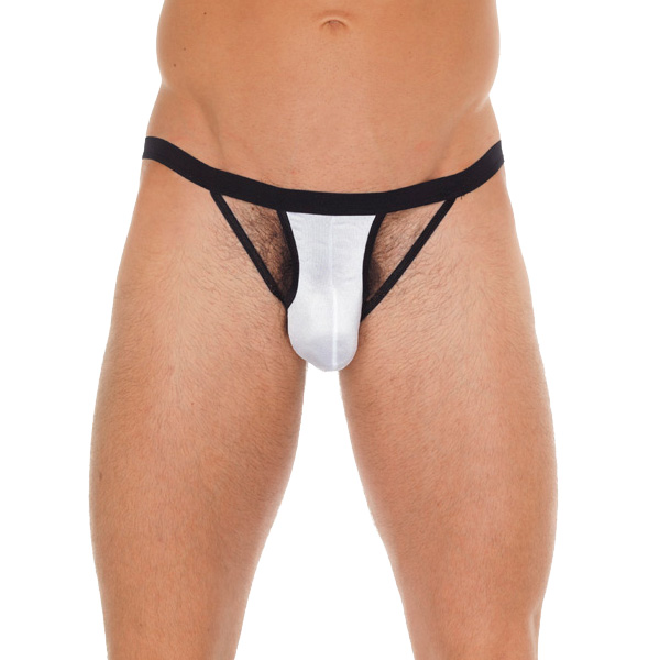 Mens Black GString With White Pouch Mens Black GString With White Pouch