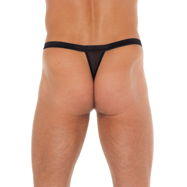 Mens Black GString With White Pouch Mens Black GString With White Pouch