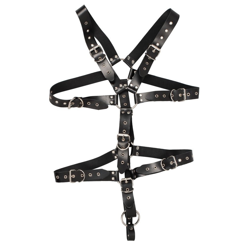 Zado Mens Leather Adjustable Harness With Cock Ring Zado Mens Leather Adjustable Harness With Cock Ring