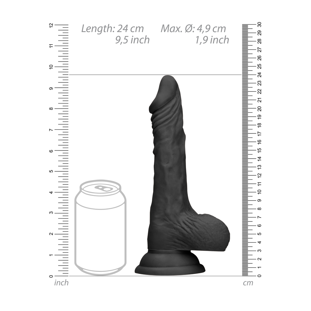 RealRock 9 Inch Dong With Testicles Black RealRock 9 Inch Dong With Testicles Black