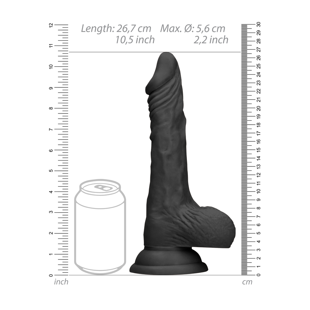 RealRock 10 Inch Dong With Testicles Black RealRock 10 Inch Dong With Testicles Black